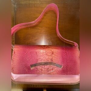 Vintage Clio Bond Street Pink Crocodile Pattern Shoulder Bag